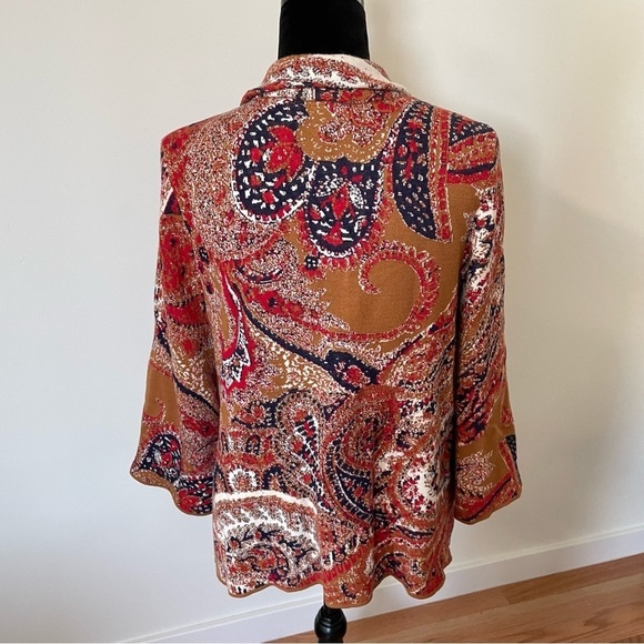Anthropologie Moth Paisley Intarsia Sweater Knit Cardigan Cotton Blend Jacket M - Picture 7 of 12
